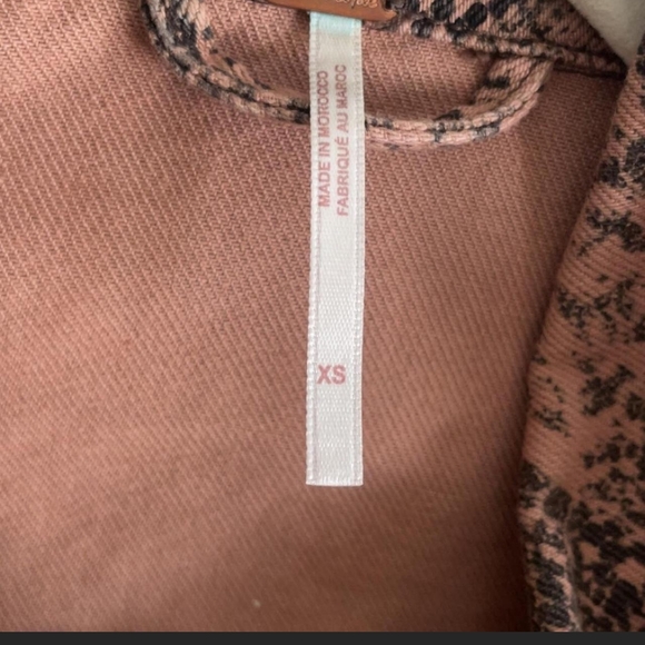 Free People Black and Brown Snake Print Jean Jacket - Picture 4 of 6